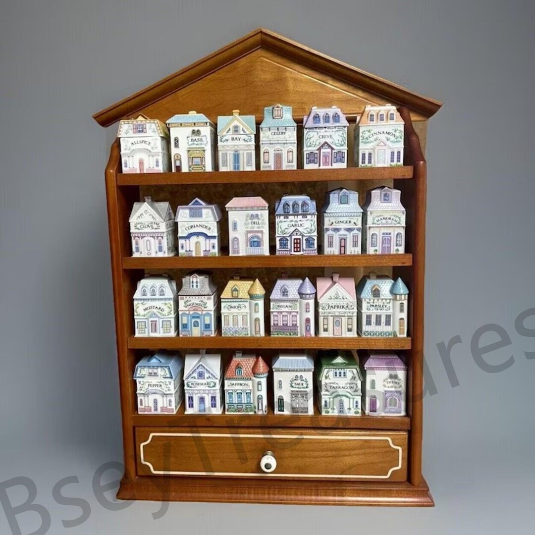Vintage 1989 Lenox Spice Village COMPLETE 24 Set With Display Rack ...