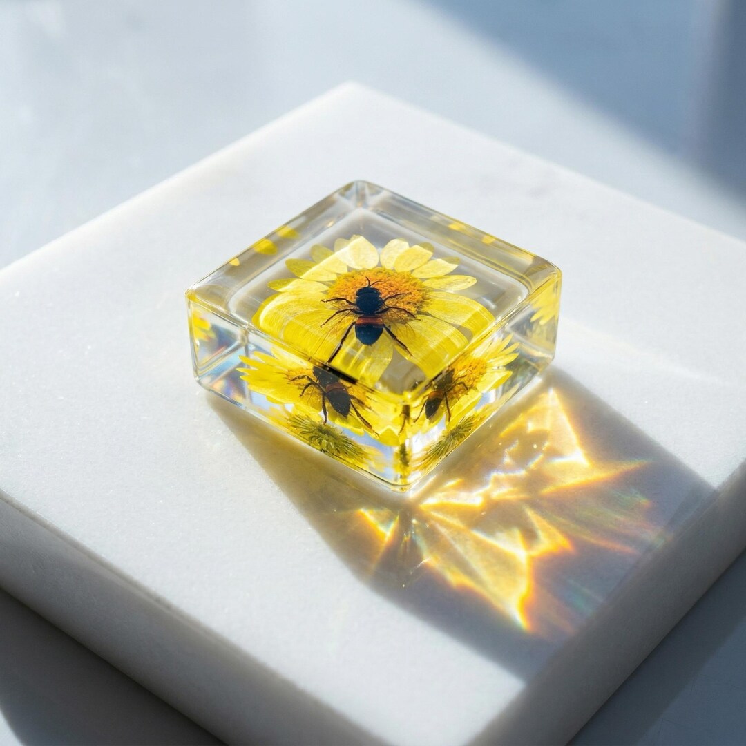Precise Bee Cube Honey Bee Resin Cube, Real Apis Mellifera Specimen, Bee Lover Gift ...