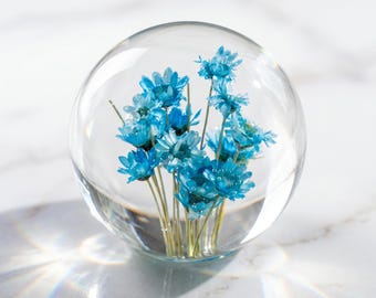 Lámpara de noche relajante con forma de flor azul, lámpara de resina con forma de margarita, regalo de luz ambiental relajante, lámpara de globo con forma de margarita azul personalizada, regalo para guardar recuerdos