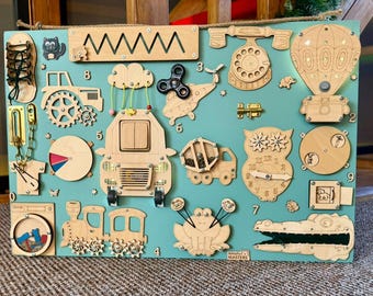 LED Montessori Busy Board: Personalized Wooden Sensory Toy 50x75