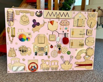 LED Montessori Busy Board: Personalized Wooden Sensory Toy