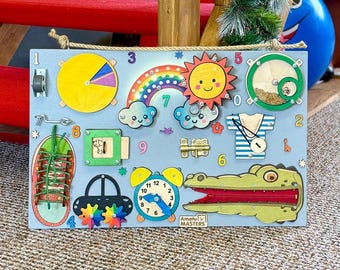 LED Montessori Busy Board: Personalized Wooden Sensory Toy
