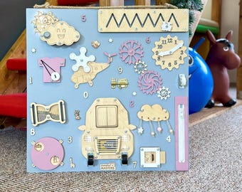 LED Montessori Busy Board: Personalized Wooden Sensory Toy 50x50