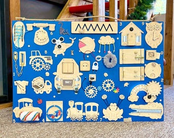 LED Montessori Busy Board: Personalized Wooden Sensory Toy