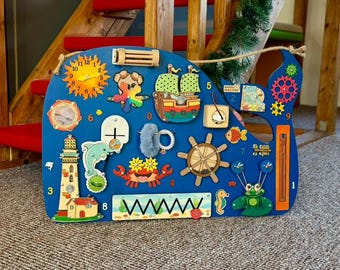 LED Montessori Busy Board: Personalized Wooden Sensory Toy