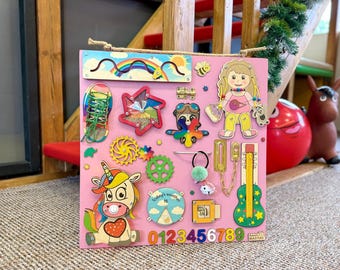 LED Montessori Busy Board: Personalized Wooden Sensory Toy 50x50