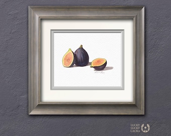 Watercolor Fig Art Print – Fine Art Kitchen Decor, Foodie Gift, Giclée Still Life Fruit Painting