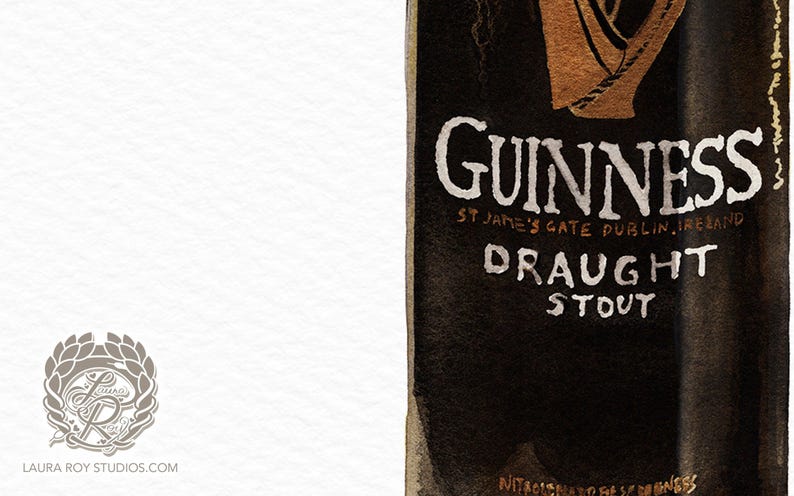 Guinness Watercolor Giclée Print – Iconic Irish Stout Bottle Illustration