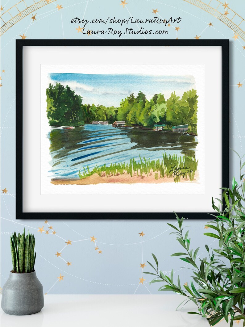 Morning, Afternoon, & Evening at Eagle River Set of 3 Watercolors Giclée Print image 8