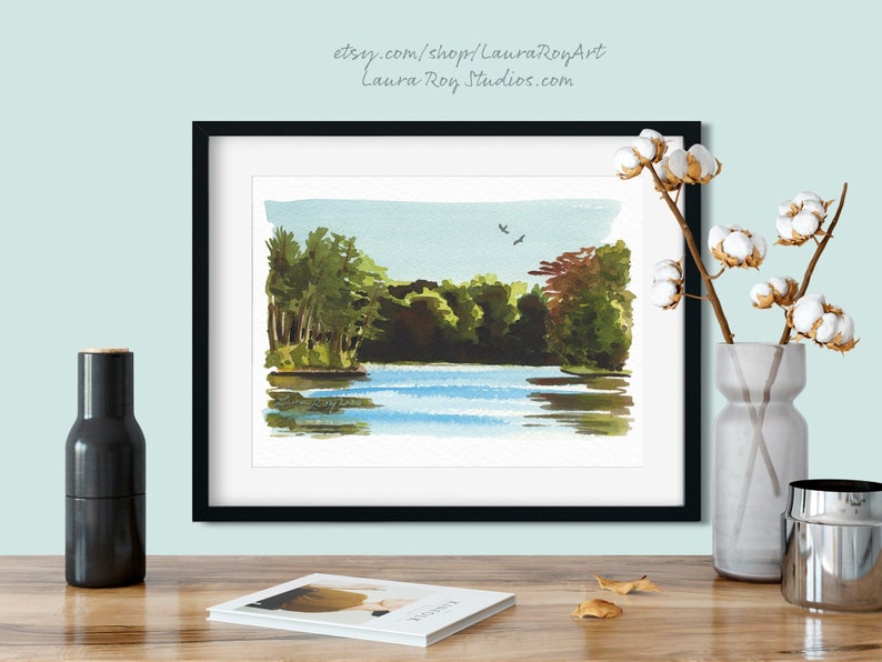 Morning, Afternoon, & Evening at Eagle River Set of 3 Watercolors Giclée Print image 5