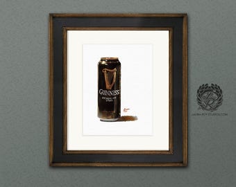 Guinness Watercolor Giclée Print – Iconic Irish Stout Bottle Illustration