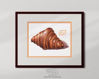 Chocolate Croissant Watercolor | Giclée Print