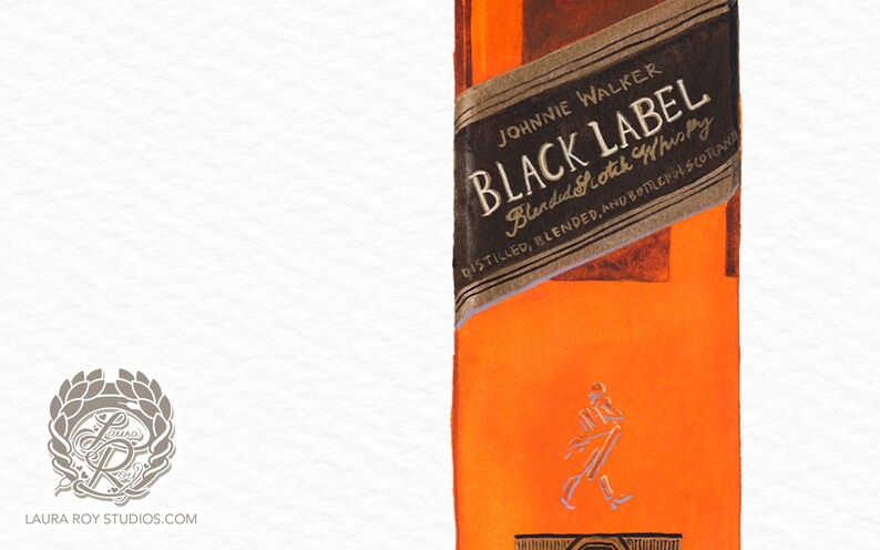 Johnny Walker Black Watercolor | Giclée Print