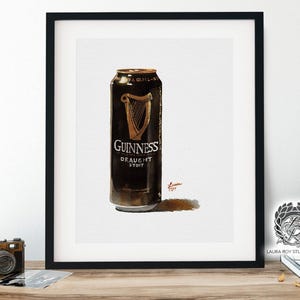 Guinness Watercolor Giclée Print – Iconic Irish Stout Bottle Illustration