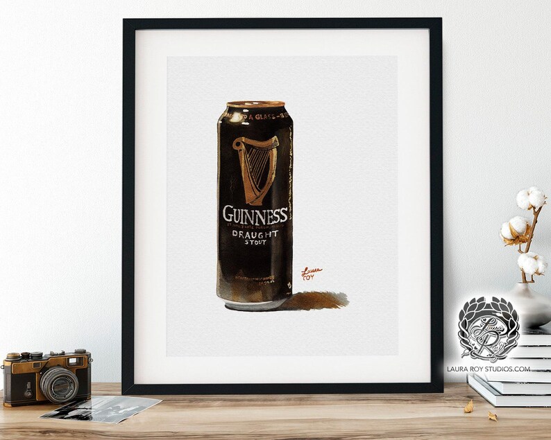 Guinness Watercolor Giclée Print – Iconic Irish Stout Bottle Illustration