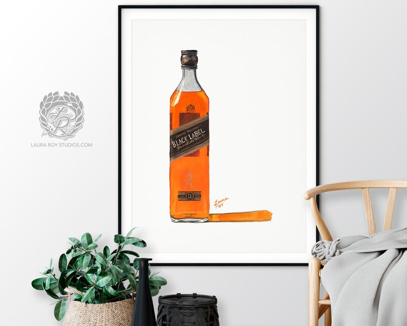 Johnny Walker Black Watercolor | Giclée Print