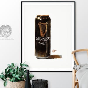 Guinness Watercolor Giclée Print – Iconic Irish Stout Bottle Illustration