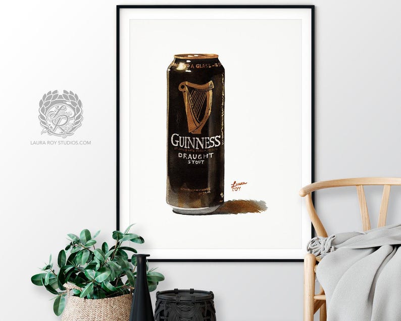 Guinness Watercolor Giclée Print – Iconic Irish Stout Bottle Illustration