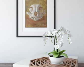 Lynx Skull Oil Painting | Giclée Print