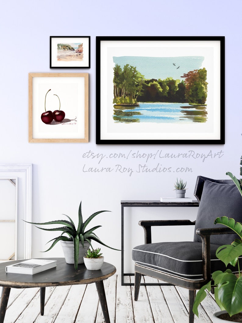 Morning, Afternoon, & Evening at Eagle River Set of 3 Watercolors Giclée Print image 6