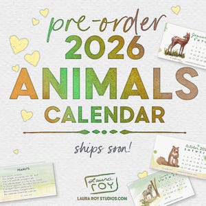 2026 Animal Watercolor Calendar: Handcrafted Art & Monthly Poems