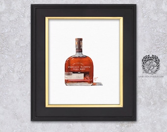 Woodford Reserve Double Oaked Bourbon Watercolor Giclée Print – Small Batch Whiskey Art