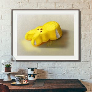 Peep Bunny Giclée Print: Easter Decor, Marshmallow Art
