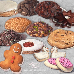 Watercolor Cookie Sticker: Your Choice - Transparent Vinyl, Waterproof, 3-3.5 inch