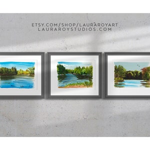 Morning, Afternoon, & Evening at Eagle River Set of 3 Watercolors Giclée Print image 1