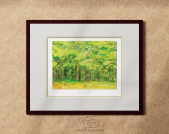 Sunny Forest's Edge Oil Painting | Giclée Print