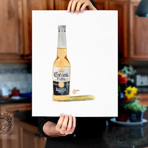 Corona Extra Watercolor Giclée Print – Classic Mexican Beer Bottle Art