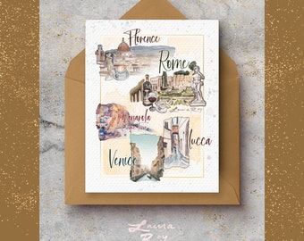 Watercolor Italy Bon Voyage Card/Set