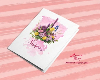 Flower Bouquet Personalized Card/Set