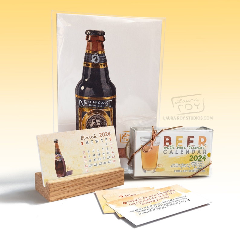 2024 Beer Trivia Mini Watercolor Calendar image 3