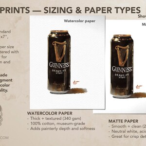 Guinness Watercolor Giclée Print – Iconic Irish Stout Bottle Illustration