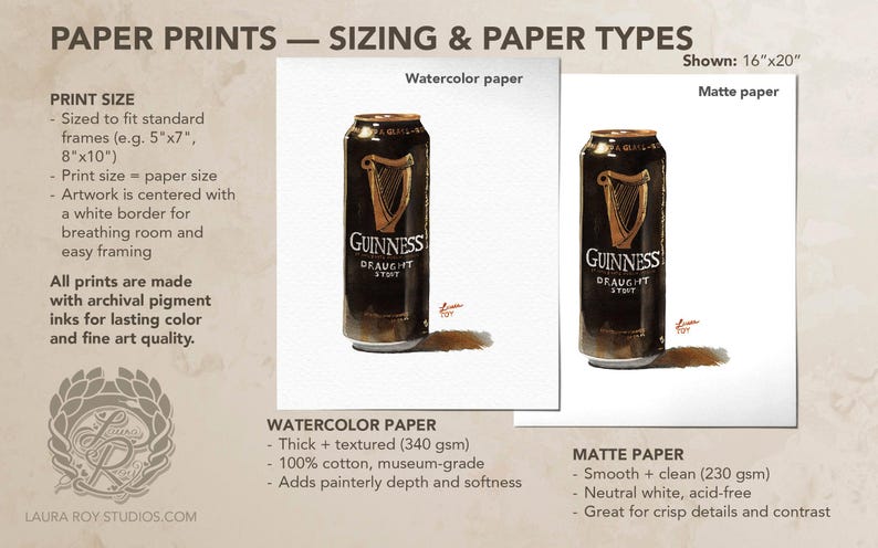 Guinness Watercolor Giclée Print – Iconic Irish Stout Bottle Illustration