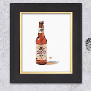 Kirin Ichiban Watercolor Giclée Print – Japanese Beer Bottle Wall Art