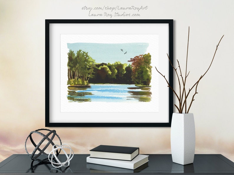 Morning, Afternoon, & Evening at Eagle River Set of 3 Watercolors Giclée Print image 4