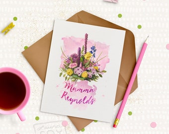 Flower Bouquet Personalized Card/Set