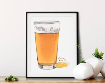 Pint of Beer Watercolor | Giclée Print