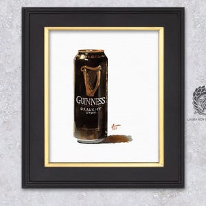 Guinness Watercolor Giclée Print – Iconic Irish Stout Bottle Illustration