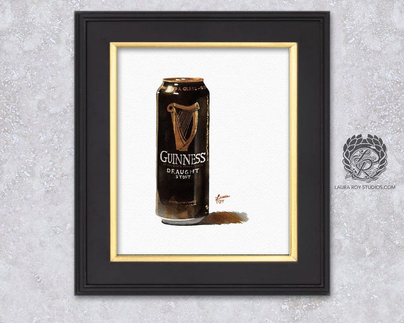 Guinness Watercolor Giclée Print – Iconic Irish Stout Bottle Illustration