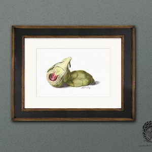 Watercolor Artichoke Print: Botanical Kitchen Still Life