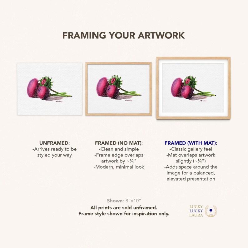 Thistle Flower Watercolor Art Print – Botanical Wildflower Trio, Musk Thistle in Bloom