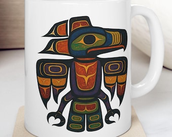 Kubek ceramiczny Haida Tlingit: Totem Thunderbird, sztuka rdzenna