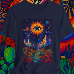 The Watcher T-shirt | Surreal, Cosmic, Psychedelic, Tentacles, Unisex T-Shirt, Colorful Retro Art, Nirvana, Perfect for Festivals