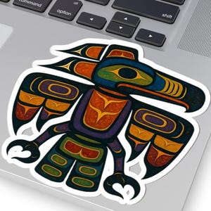 Haida Tlingit Sticker, Native Thunderbird Totem, Raven, Culturally Inspired Kiss-Cut Sticker, Laptop Decor, Indigenous Art Stickers