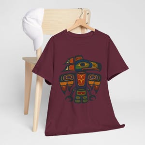Haida Tlingit Thunderbird Totem Tee: Indigenous Art T-Shirt Maroon