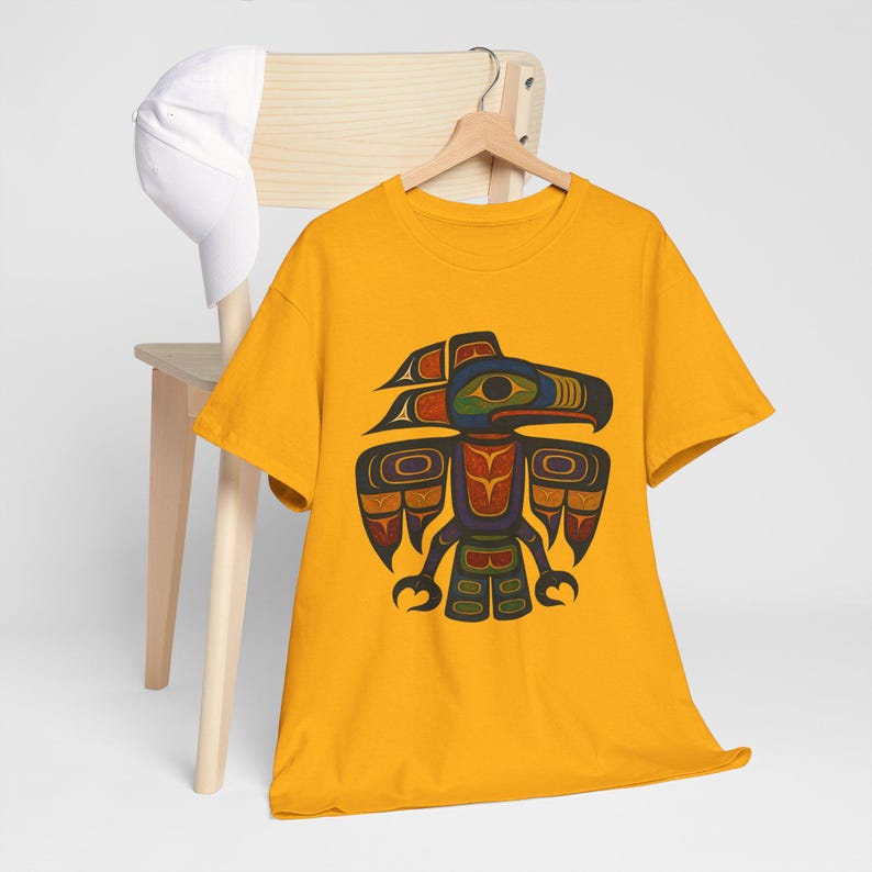 Haida Tlingit Thunderbird Totem Tee: Indigenous Art T-Shirt Gold