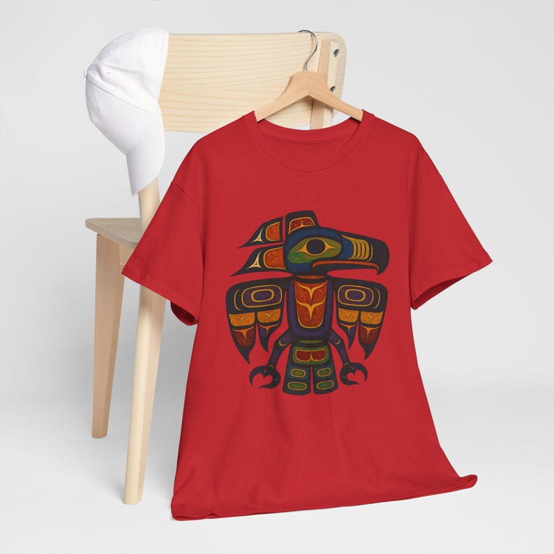 Haida Tlingit Thunderbird Totem Tee: Indigenous Art T-Shirt Red
